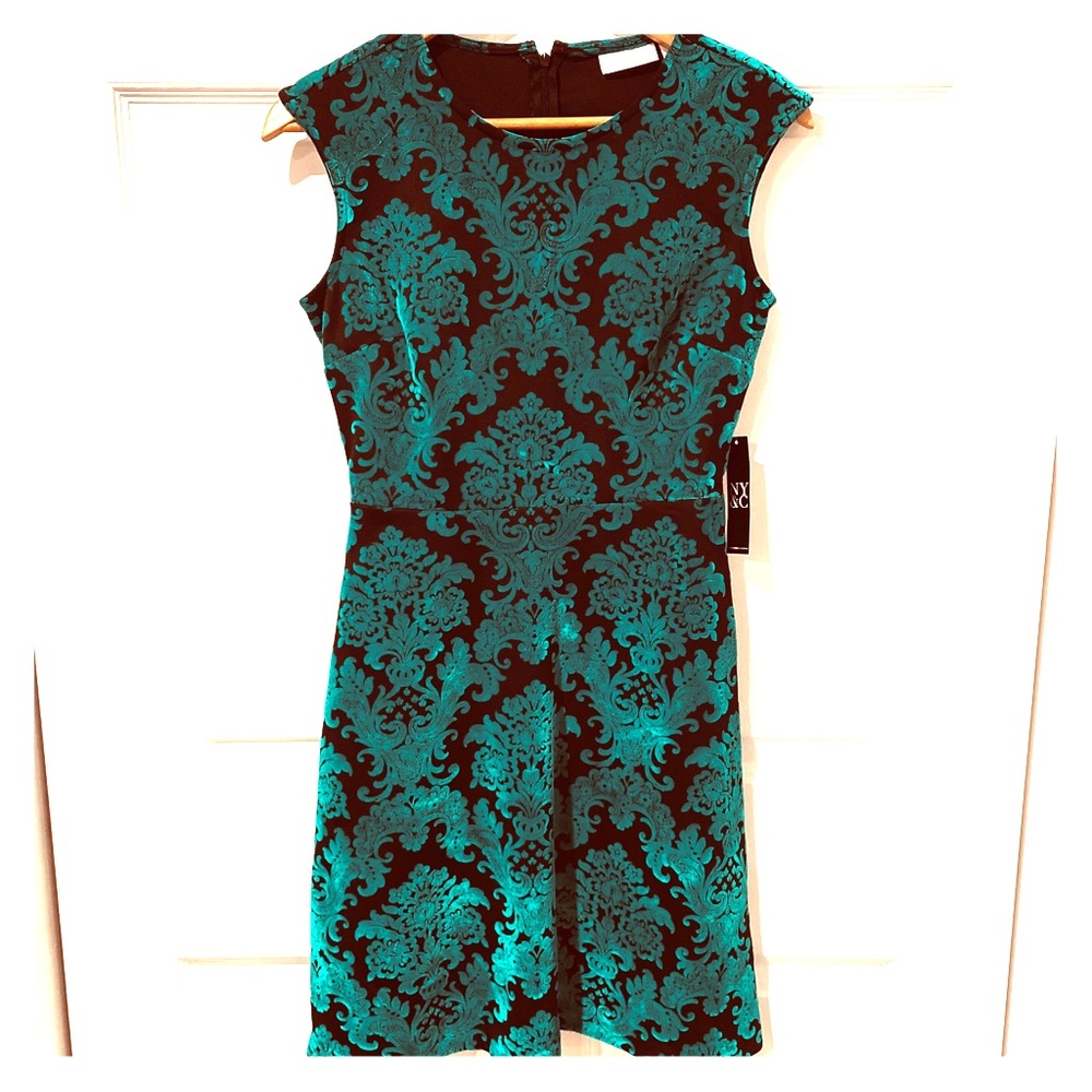 NWT NY&CO Emerald Green and Black Dress